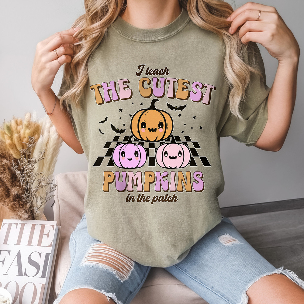Halloween Teacher Shirts, Retro Halloween Shirts, The Cutest Pumpkins Shirt, Kindergarten Teacher Tee, Halloween Comfort Colors® T-shirt - 2.jpg