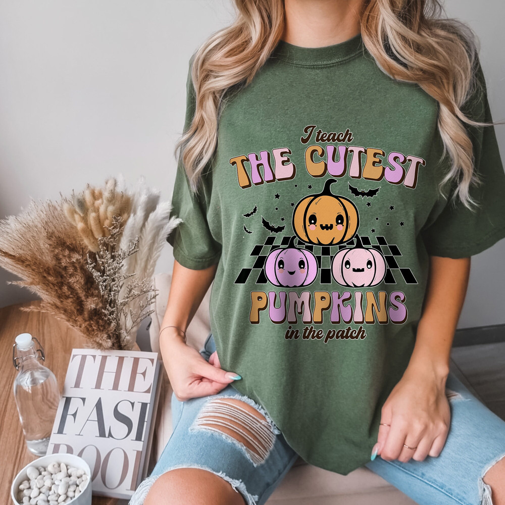 Halloween Teacher Shirts, Retro Halloween Shirts, The Cutest Pumpkins Shirt, Kindergarten Teacher Tee, Halloween Comfort Colors® T-shirt - 4.jpg