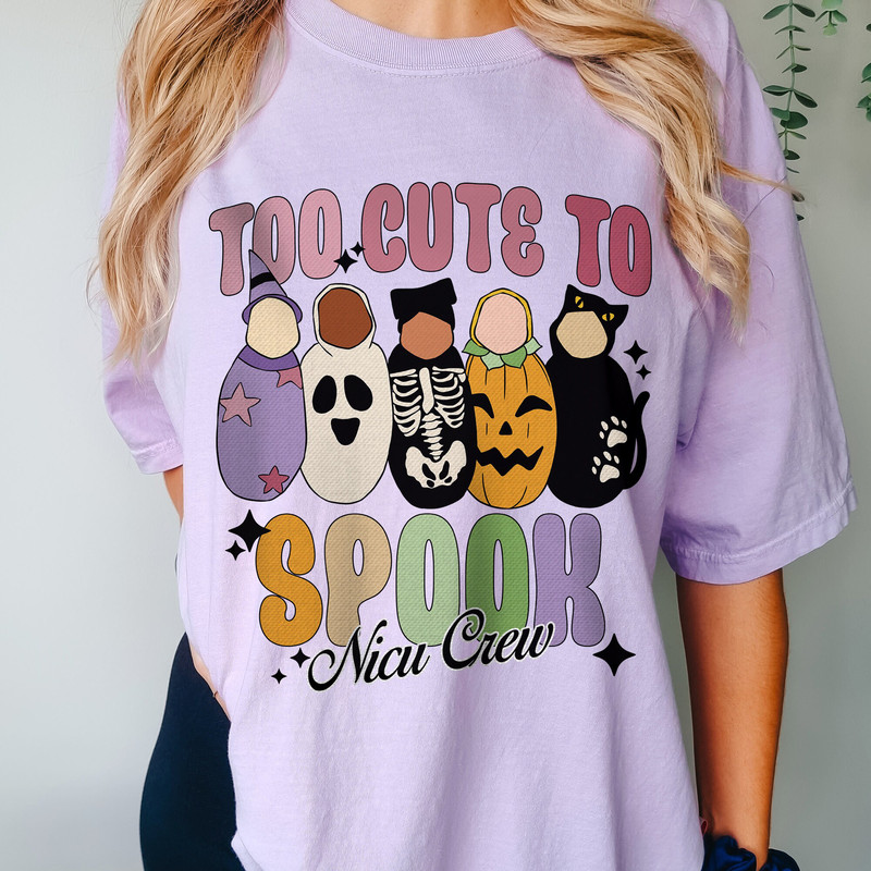 NICU Nurse Halloween Shirt, Too Cute To Spook T-shirt, Comfort Colors® Retro Nurse Sweatshirt For Spooky Season, Halloween Hospital Party - 2.jpg