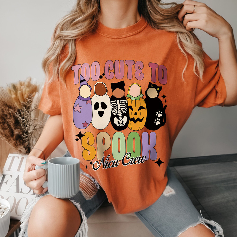 NICU Nurse Halloween Shirt, Too Cute To Spook T-shirt, Comfort Colors® Retro Nurse Sweatshirt For Spooky Season, Halloween Hospital Party - 5.jpg