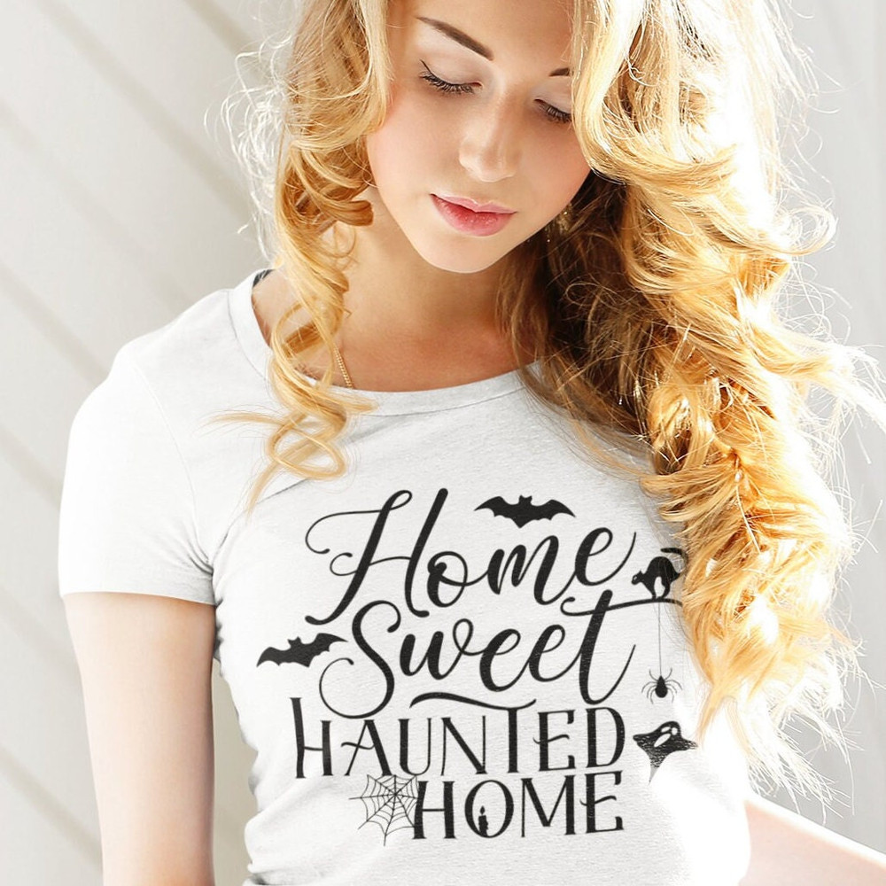 Home Sweet Haunted Home SVG, Haunted House SVG, Halloween door decor svg, Ghost svg, Halloween sign Svg  svg png jpg eps dxf files - 3.jpg