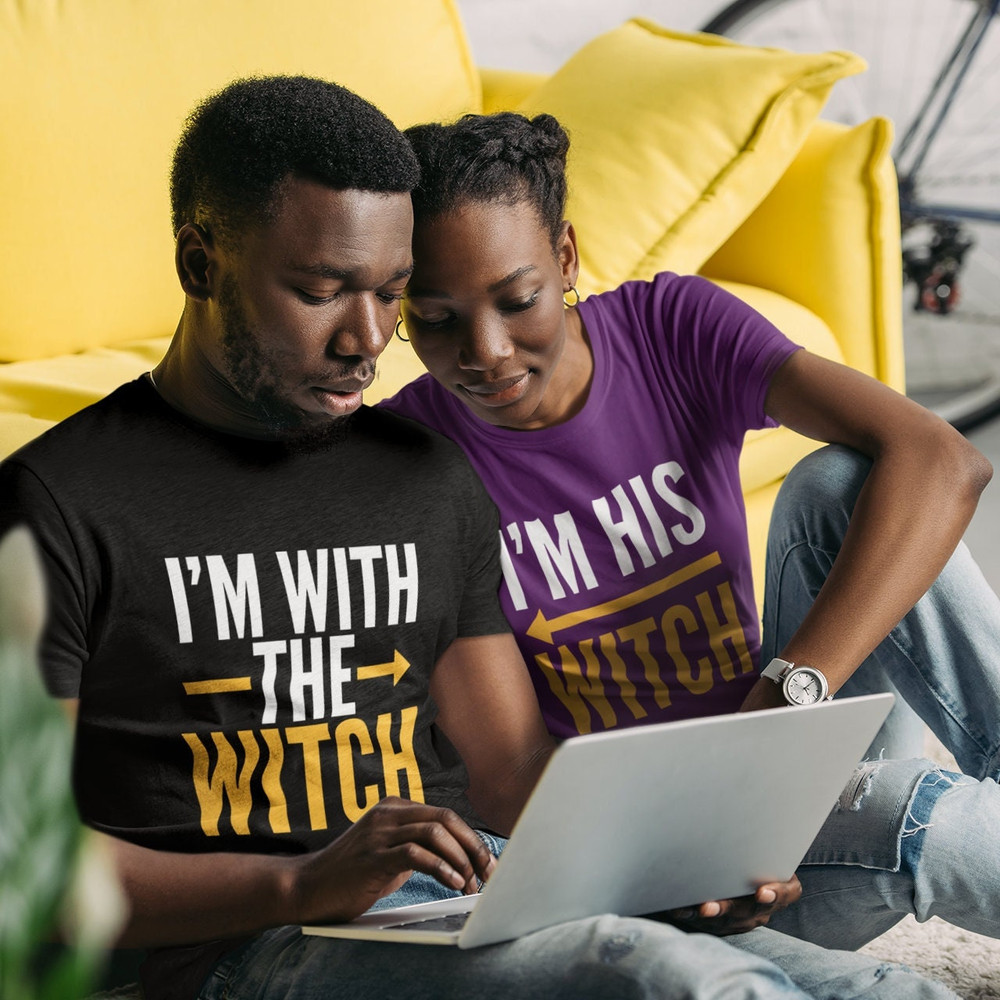 I'm with the witch svg, I'm his witch svg, His and Her Matching shirts SVG, Couple, Trick or treat, Him and her, funny couple cut files - 4.jpg