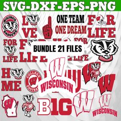 bundle 21 files wisconsin badgers football team svg, wisconsin badgers svg, n c a a teams svg, n c a a svg, png, dxf, ep
