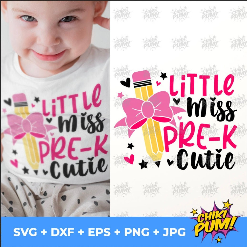 Little Miss Pre-K Cutie Svg, Back To School Svg, Pre-K Shirt Design, Preschool svg, First Day of School Cut Files - 1.jpg