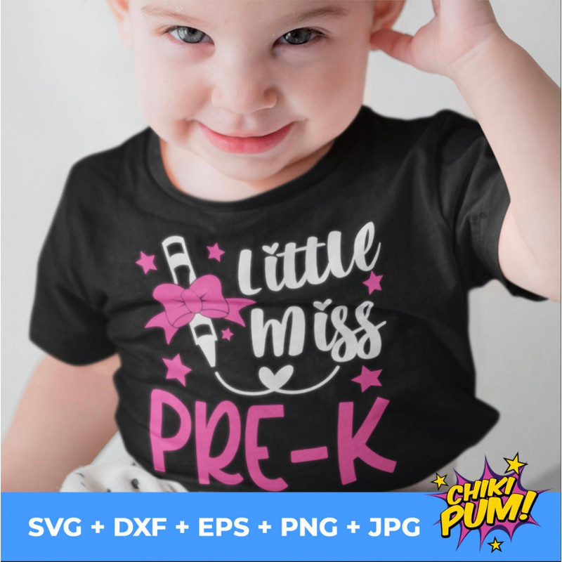 Little Miss Pre-K Svg, Back To School Svg, Pre-K Shirt Design, 1st Day of School Cut Files, Girls Svg Dxf Eps Png, Silhouette Cricut - 3.jpg