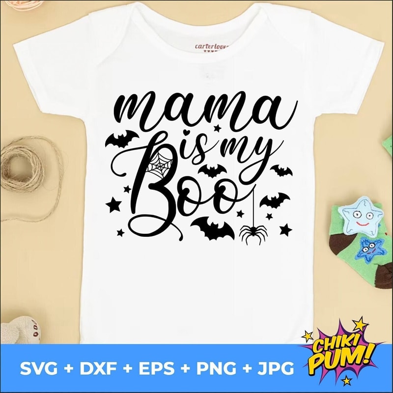Mama Is My Boo svg, Cute Boy Girl Halloween Shirt svg, Kids Halloween svg, Spider svg, Baby Halloween svg, Trick Or Treat svg, Bat svg - 1.jpg