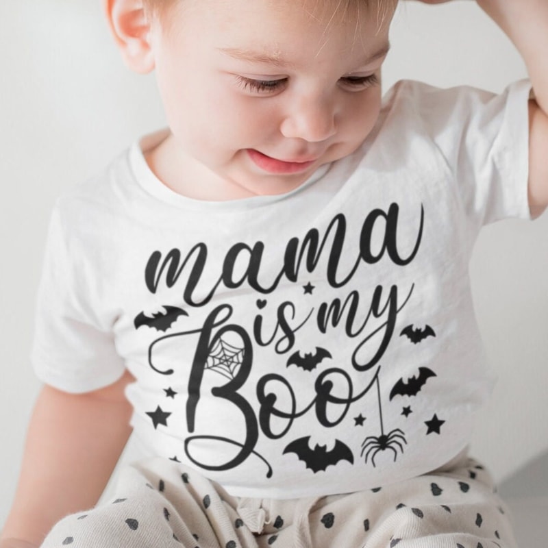 Mama Is My Boo svg, Cute Boy Girl Halloween Shirt svg, Kids Halloween svg, Spider svg, Baby Halloween svg, Trick Or Treat svg, Bat svg - 2.jpg