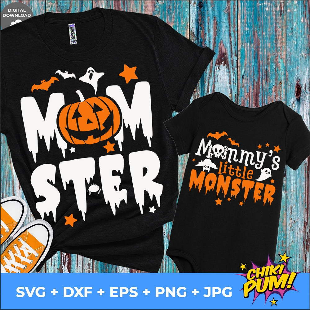 Mommy's Little Monster And Momster Svg Cut Files, Funny Halloween Quote, Halloween Saying, Halloween Quotes Bundle, svg, png, dxf, eps, jpg - 1.jpg