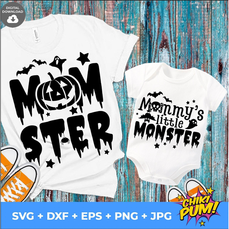 Mommy's Little Monster And Momster Svg Cut Files, Funny Halloween Quote, Halloween Saying, Halloween Quotes Bundle, svg, png, dxf, eps, jpg - 2.jpg