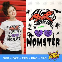 momster svg, momster messy bun svg, halloween mom svg, momster sublimation, dxf jpg png eps svg, momster cut files