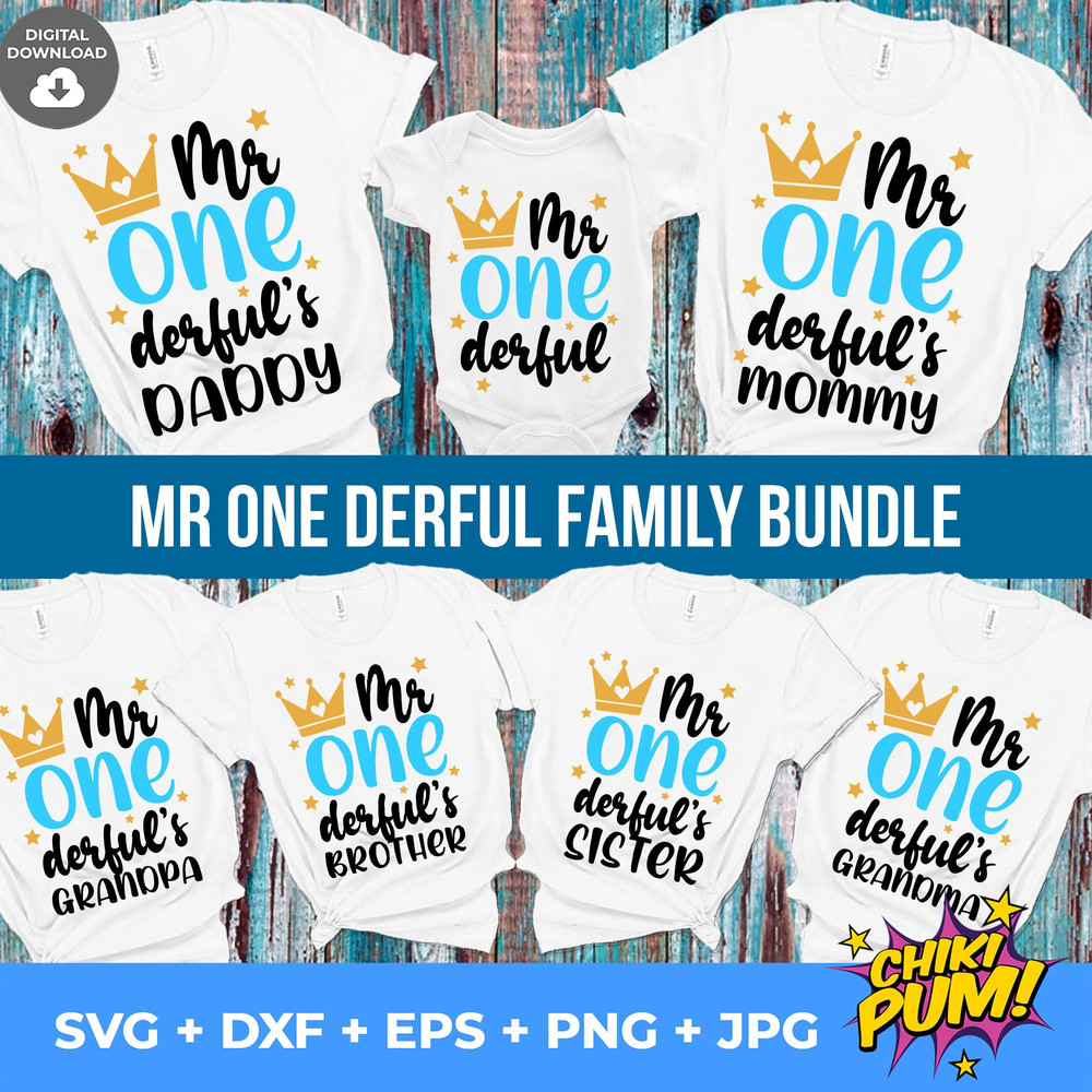 Mr One Derful svg, Mr Onederful Family Bundle, Birthday boy svg, 1st birthday svg, Family birthday svg, First birthday svg, Baby Birthday - 1.jpg