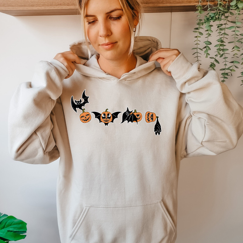 Retro Bat And Pumpkin Halloween Sweatshirt, Vintage Funny Bat Halloween Shirt For Spooky Season, Pumpkin Halloween Sweater For Women - 8.jpg