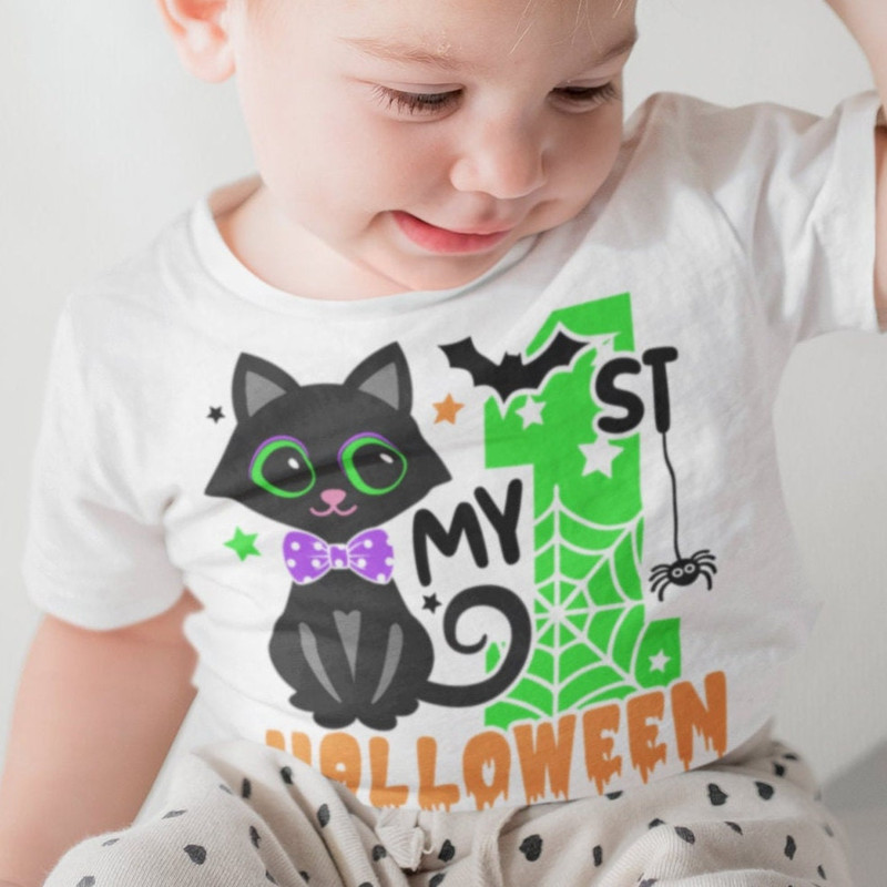 My 1st Halloween Svg, Halloween Boy Svg, Cute Black Cat Svg, Cat With Spiderweb Svg, Baby Svg, Silhouette, Cricut, Black Cat cut files - 2.jpg