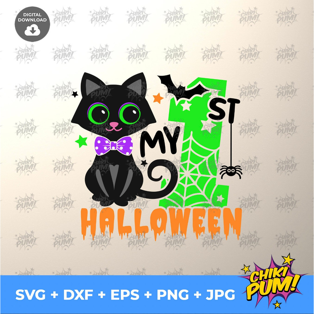 My 1st Halloween Svg, Halloween Boy Svg, Cute Black Cat Svg, Cat With Spiderweb Svg, Baby Svg, Silhouette, Cricut, Black Cat cut files - 3.jpg