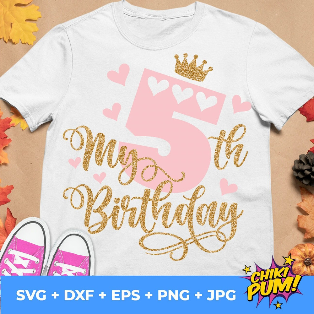 My fifth birthday svg, Birthday girl svg, Fifth birthday svg, 5th Birthday svg, Five years old svg - 1.jpg