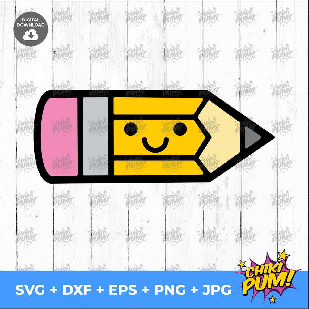 Pencil svg - Pencil Clipart SVG - Smiling Pencil SVG - School SVG - Digital Download - Cricut - Silhouette Cut File - 6.jpg