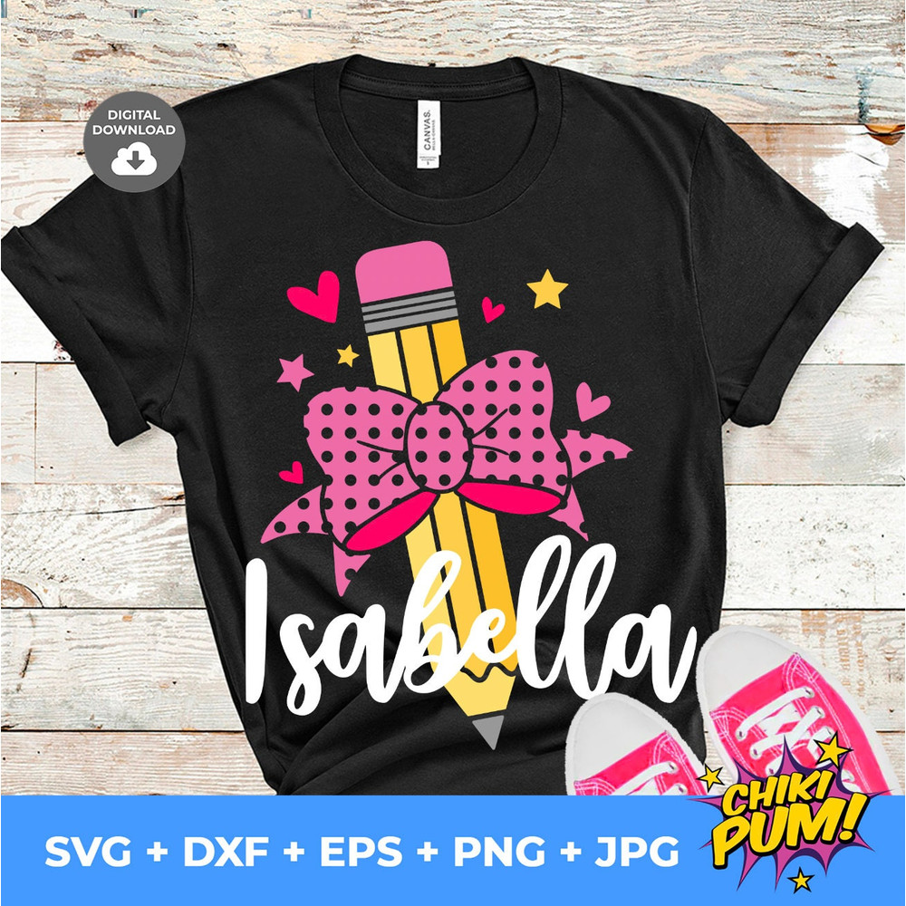 Pencil With Bow Svg, Teacher Svg, Girls Svg, Back to School Svg, First Day Clip Art, Monogram Svg, Pencil with Bow Cut Files - 2.jpg