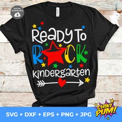 ready to rock kindergarten, 1st day of kindergarten, back to school, hello kindergarten, cute kindergarten, cut file, sv