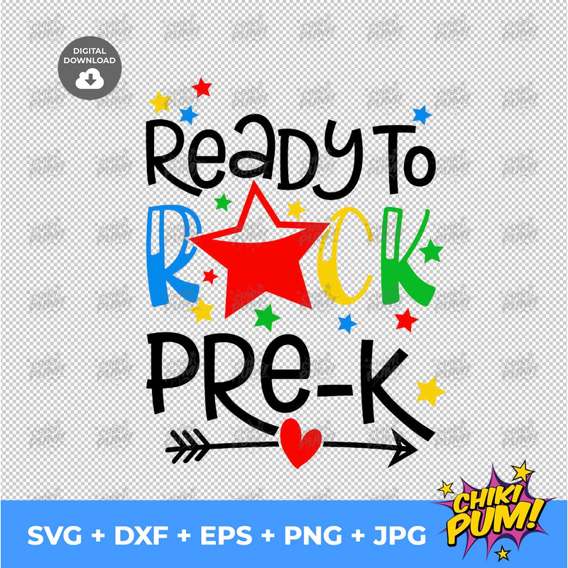 Ready To Rock Pre-K, 1st day of Pre-K, Back To School, Hello Pre-K, Pre-K clipart, Cute Pre-K, Cut File, SVG - 5.jpg
