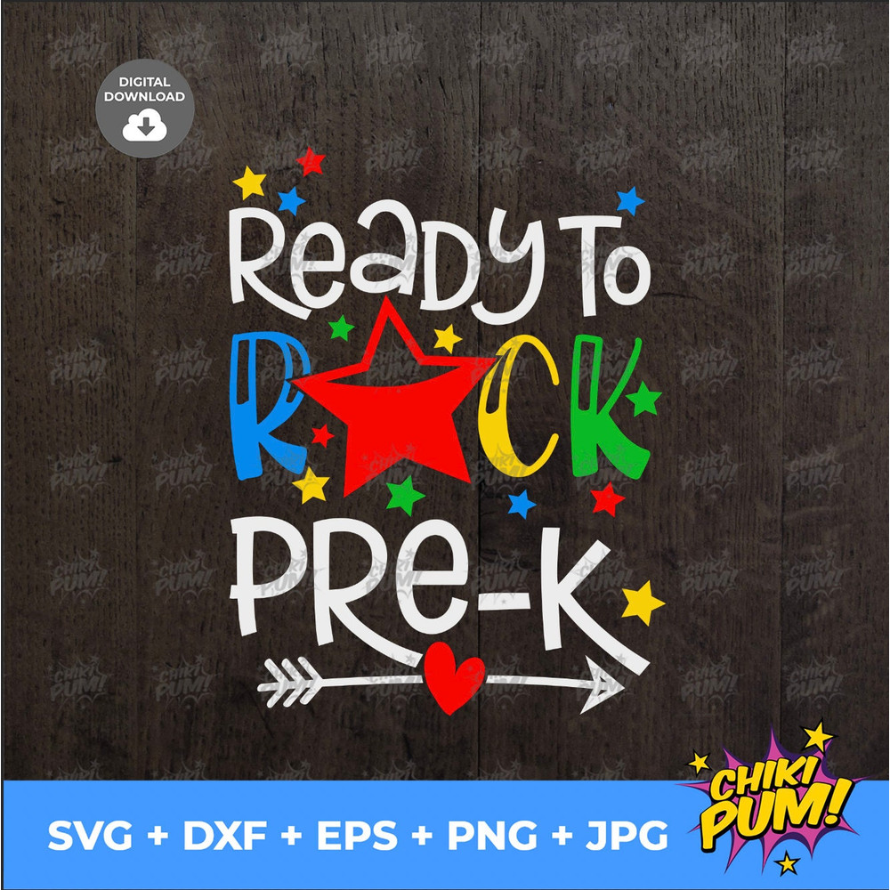 Ready To Rock Pre-K, 1st day of Pre-K, Back To School, Hello Pre-K, Pre-K clipart, Cute Pre-K, Cut File, SVG - 4.jpg
