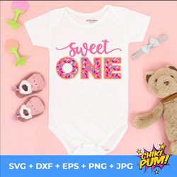 sweet one svg, first birthday cutting file, 1st birthday party svg, one donut svg, one sweet girl, cute donut silhouette