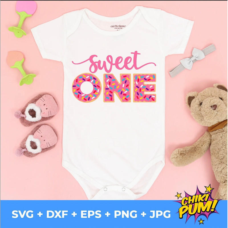Sweet One SVG, First birthday cutting file, 1st Birthday party Svg, One donut svg, One sweet girl, Cute Donut Silhouette, Cricut Svg, Vinyl - 1.jpg