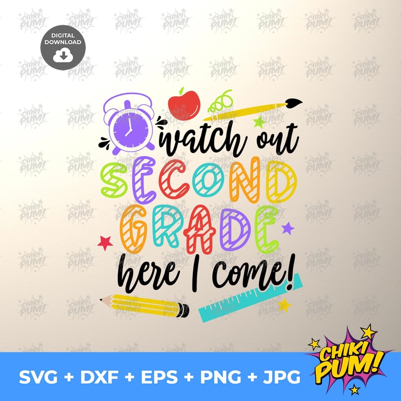 Watch Out Second Grade Here I Come svg, Second Grade SVG file, 2nd Grade svg, 2nd grade shirt, Back to School - 2.jpg