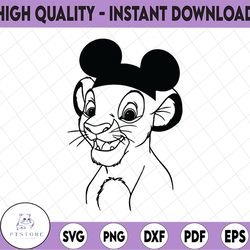 simba with mickey ears svg, lion king svg, lion king cut file, simba svg, nala svg, quote svg, disney svg, funny svg, mi