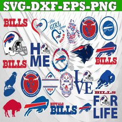 Bundle 24 Files Buffalo Bills Football team Svg, Buffalo Bills svg, NFL Teams svg, NFL Svg, Png, Dxf, Eps, Instant Downl