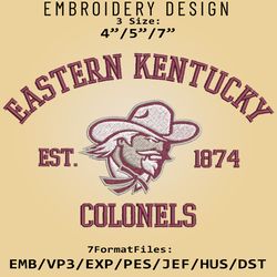 Eastern Kentucky Colonels embroidery design, NCAA Logo Embroidery Files, NCAA Colonels, Machine Embroidery Pattern
