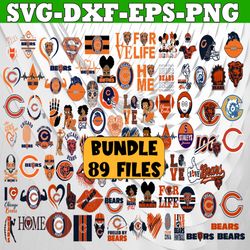 Bundle 89 Files Chicago Bears Football Team Svg, Chicago Bears Svg, NFL Teams svg, NFL Svg, Png, Dxf, Eps, Instant Downl