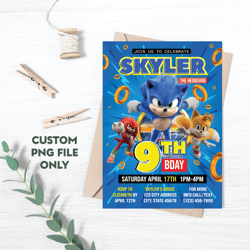 Personalized File Sonic Invitation | Sonic Birthday Invitation | Sonic Party Invite | Printable Birthday Party PNG File