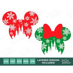magic kingdom castle snowflakes mickey minnie mouse ears | svg clipart images digital download sublimation cricut cut fi