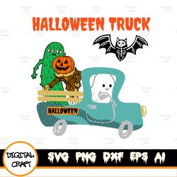 halloween truck spooky monster boo, halloween svg ghost monster truck svg, boys cute ghost svg, dxf, eps, png, vector, k