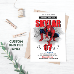 personalized file spiderman invitation | printable birthday party invitation | cake topper | digital kids party png file
