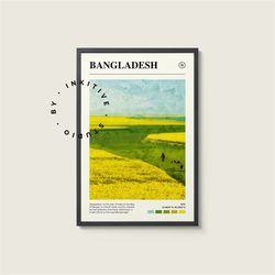 bangladesh poster - asia - digital watercolor photo, painted travel print, framed travel photo, wall art, home decor, tr