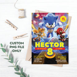 personalized file sonic the hedgehog birthday invitation | sonic party invitation | sonic party invite | 5x7 | png file