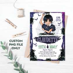 Personalized File Wednesday Invite, Wednesday Invitation Birthday, Addams Family Invite, Wednesday Party |PNG File