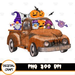 witch gnome truck halloween clipart, halloween png, halloween truck png, halloween gnomes, halloween gnome sublimation,