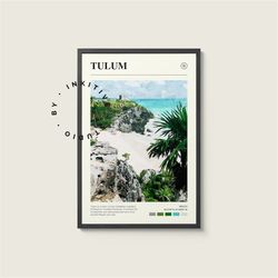 tulum poster - mexico - digital watercolor photo, painted travel print, framed travel photo, wall art, home decor, trave