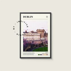 dublin poster - ireland - digital watercolor photo, painted travel print, framed travel photo, wall art, home decor, tra