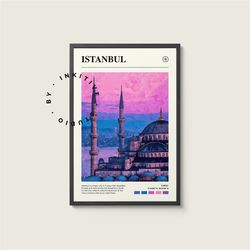 istanbul poster - turkey - digital watercolor photo, painted travel print, framed travel photo, wall art, home decor, tr