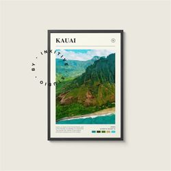 kauai poster - hawaii - digital watercolor photo, painted travel print, framed travel photo, wall art, home decor, trave