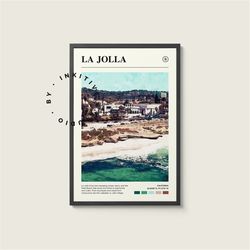 la jolla poster - california - digital watercolor photo, painted travel print, framed travel photo, wall art, home decor