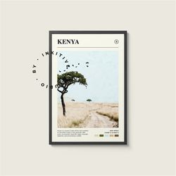 kenya poster - east africa - digital watercolor photo, painted travel print, framed travel photo, wall art, home decor,