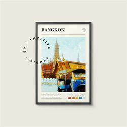 bangkok poster - thailand - digital watercolor photo, painted travel print, framed travel photo, wall art, home decor, t