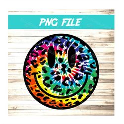 smiley tie dye leopard png, tie dye sublimation png
