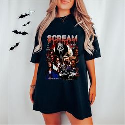 scream vintage halloween t-shirt, ghostface shirts, horror movie tee, halloween shirt, halloween party matching shirt, h