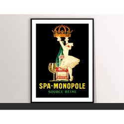 spa monopole vintage poster by jean d' ylen food&drink poster - art deco, canvas print, gift idea, print buy 2 get 1 fr