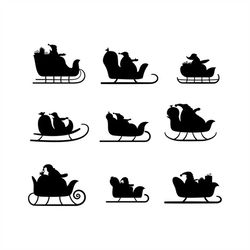 santa sleigh svg bundle, instant digital download, svg, png, pdf and eps files included! santa silhouette